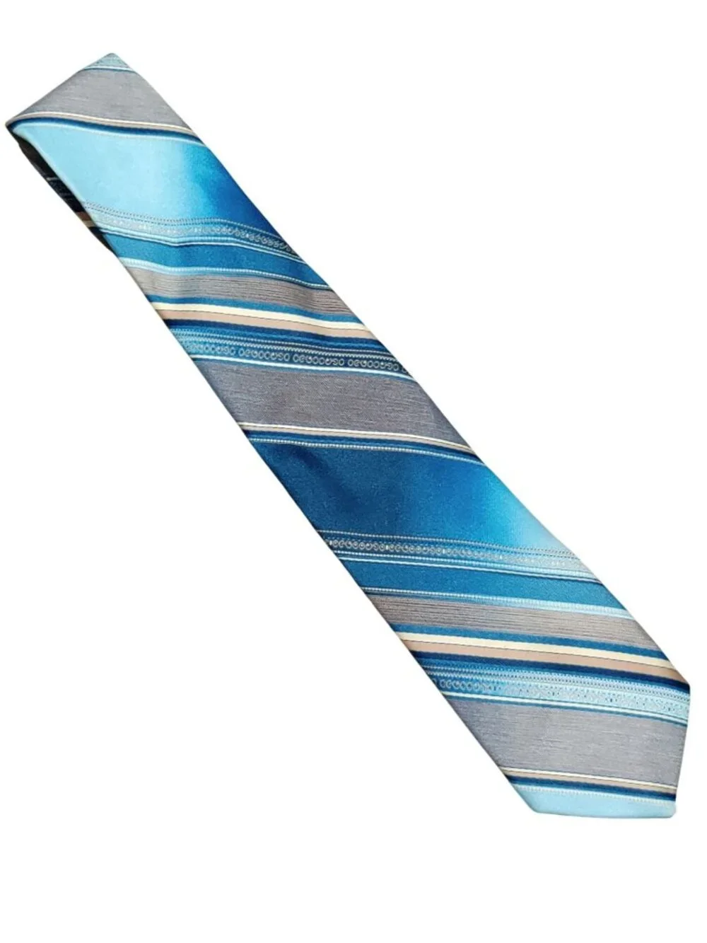 Angelo Corelli Tie Vintage Blue Gray Striped Wide Necktie Retro Italian Style